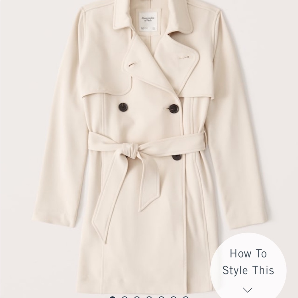 Abercrombie Drapey Trench Coat in Cream